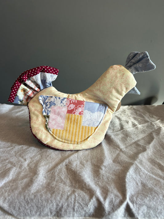 Chicken Oven Mitt. Yellow/Patchwork