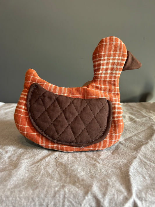 Duck Oven Mitt. Orange/Brown