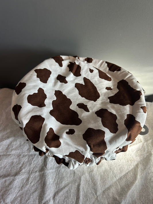 Reversible Bowl Cover. Cow Print/Brown