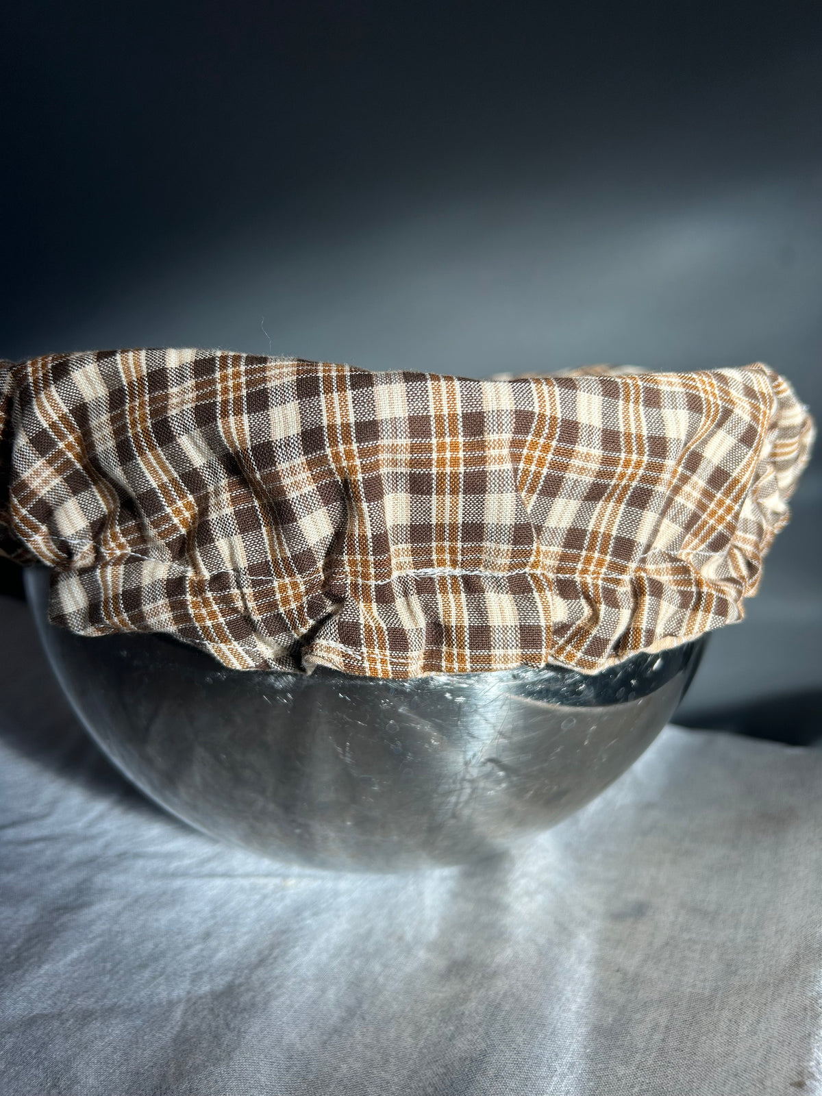 Reversible Bowl Cover. Pumpkin & Plaid